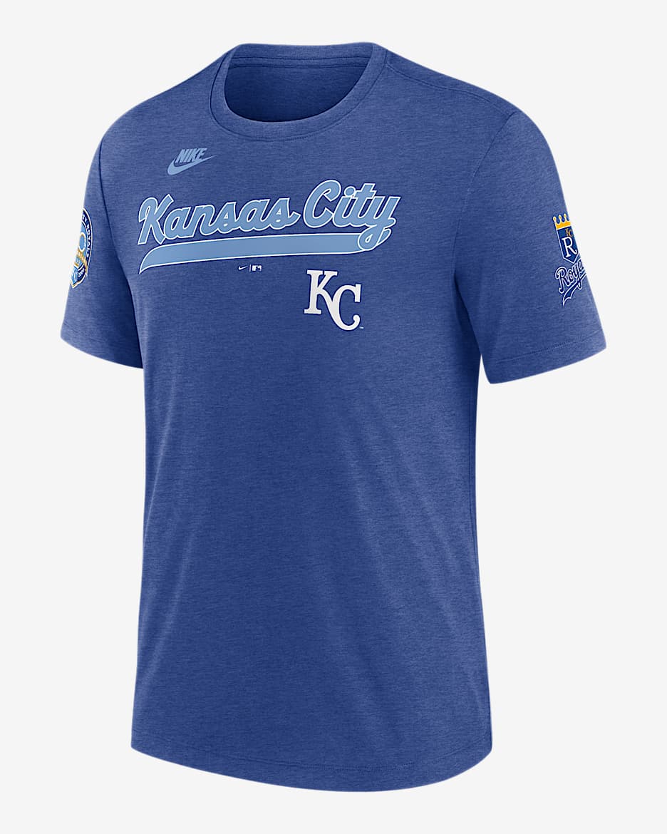 Playera Nike de la MLB para hombre Kansas City Royals Cooperstown Eras - Azul jaspeado