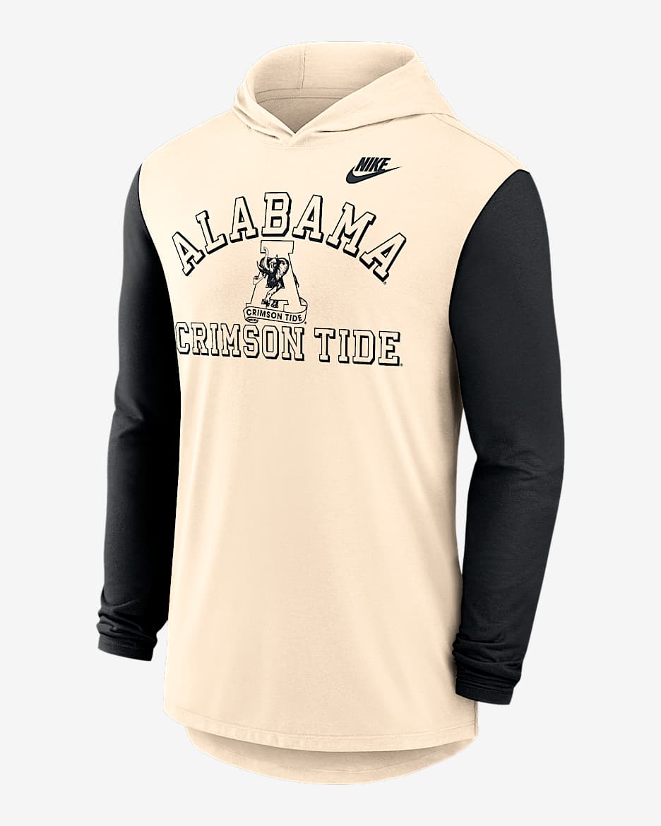 Alabama Legacy Men's Nike Dri-FIT College Long-Sleeve Hooded T-Shirt - Natural