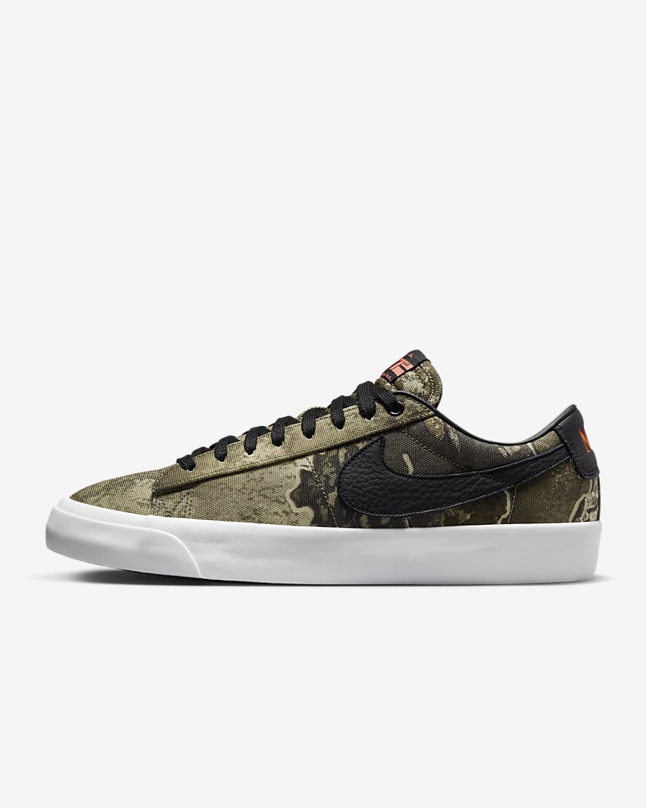 Nike SB Blazer Low Pro GT Premium Skate Shoes - Black/Black/Photon Dust/Safety Orange