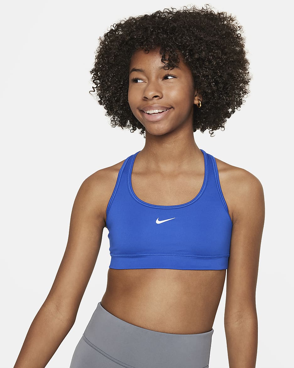 Nike Swoosh Girls' Sports Bra - Game Royal/White