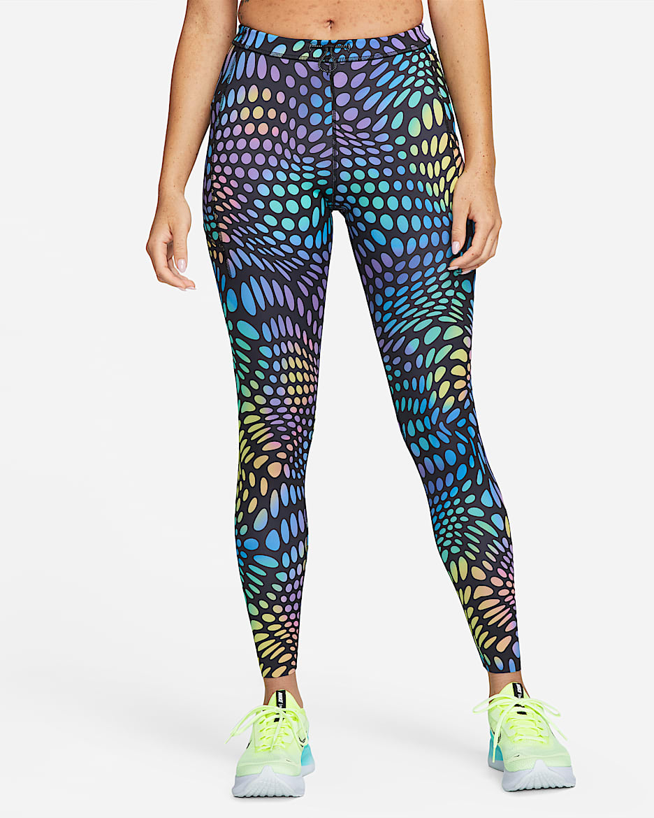 Nike Run Division középmagas derekú női futóleggings - Fekete/Fekete