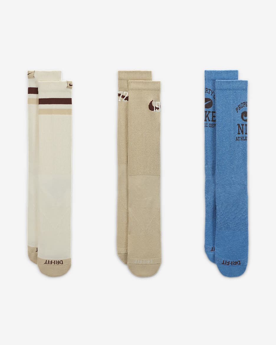 Nike Everyday Cushioned Crew Socks (3 Pairs) - Multi-Colour