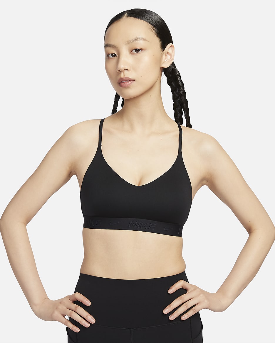 Nike Indy Light Support Women's Padded Adjustable Sports Bra - Black/Black/Black