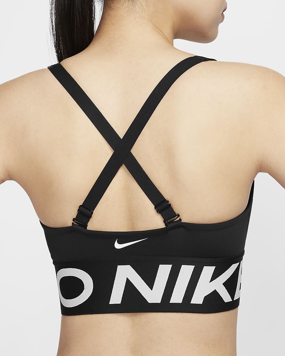 Nike Pro Indy V 領女款中度支撐型襯墊運動內衣 - 黑色/白色/白色