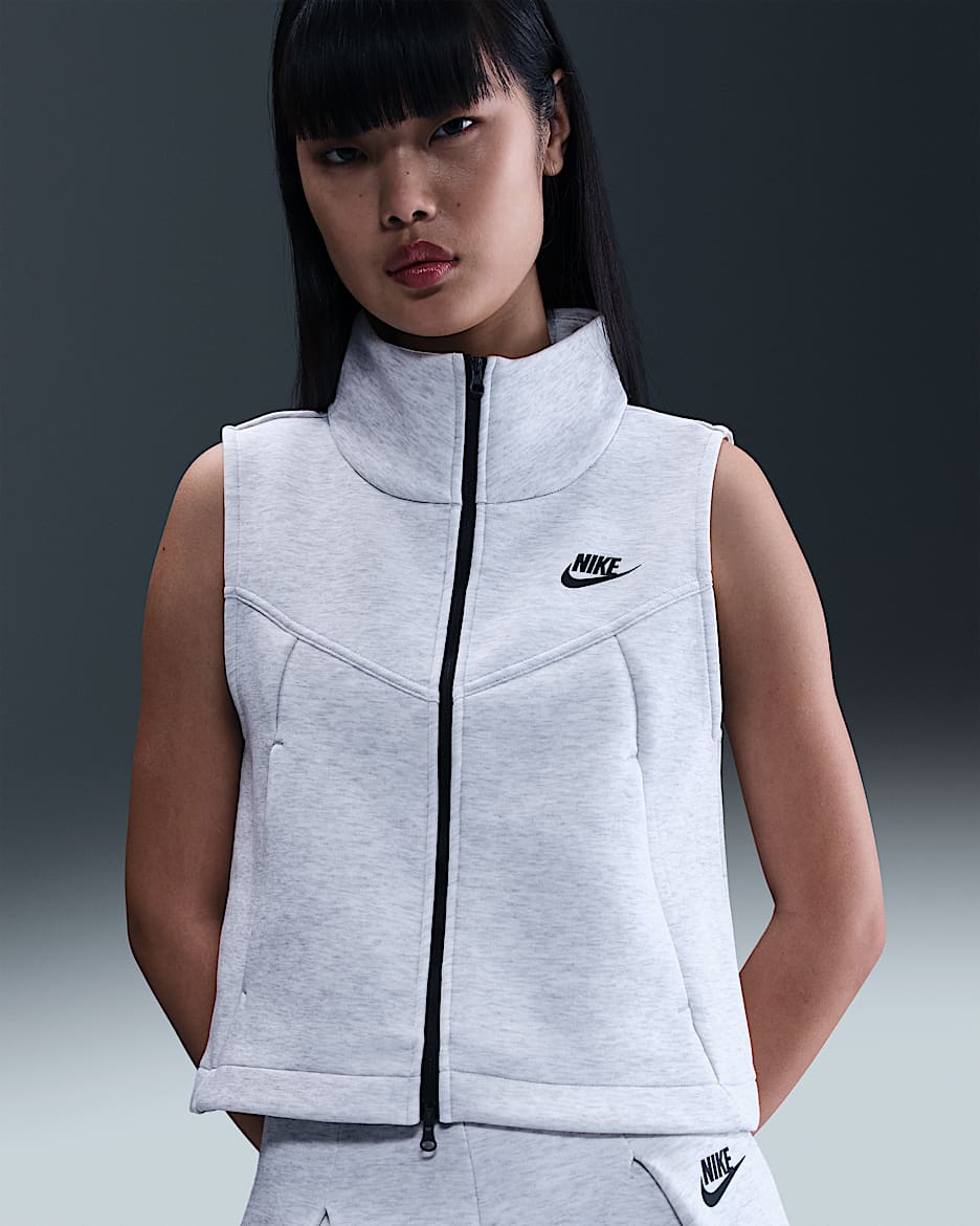 Chaleco de cierre completo para mujer Nike Sportswear Tech Fleece - Gris claro/Jaspeado/Negro