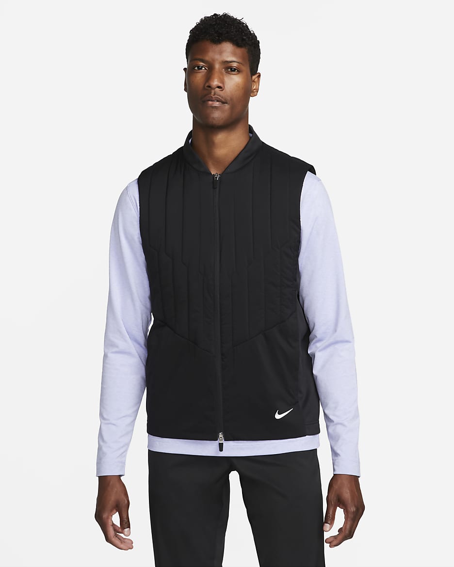 Nike Therma-FIT ADV Repel Men's Full-Zip Golf Vest - Black/White