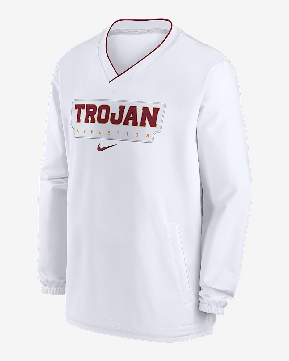 USC Trojans Sideline Men's Nike College Long-Sleeve Windshirt - White