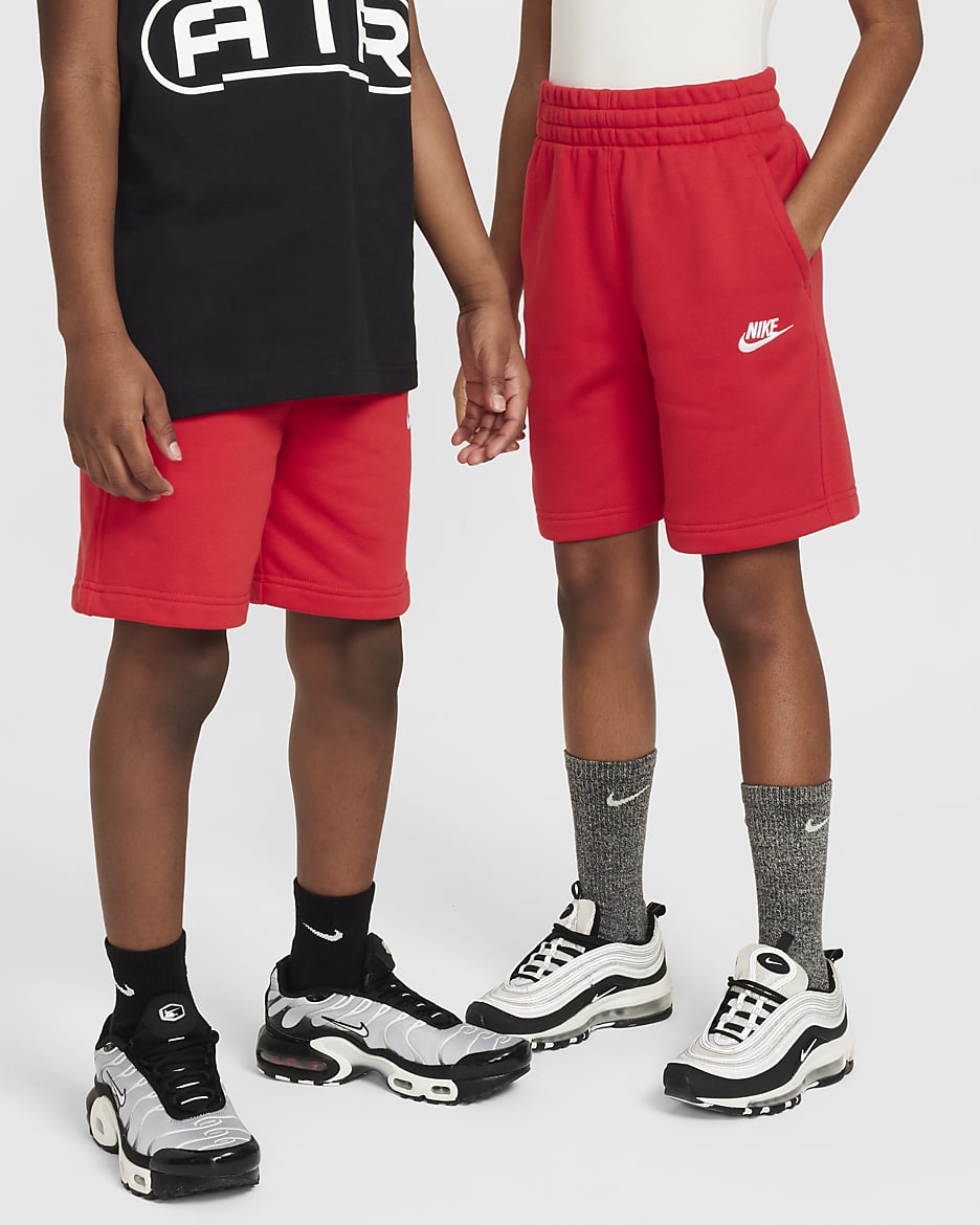 Nike Sportswear Club Fleece Older Kids' French Terry Shorts - University Red/White