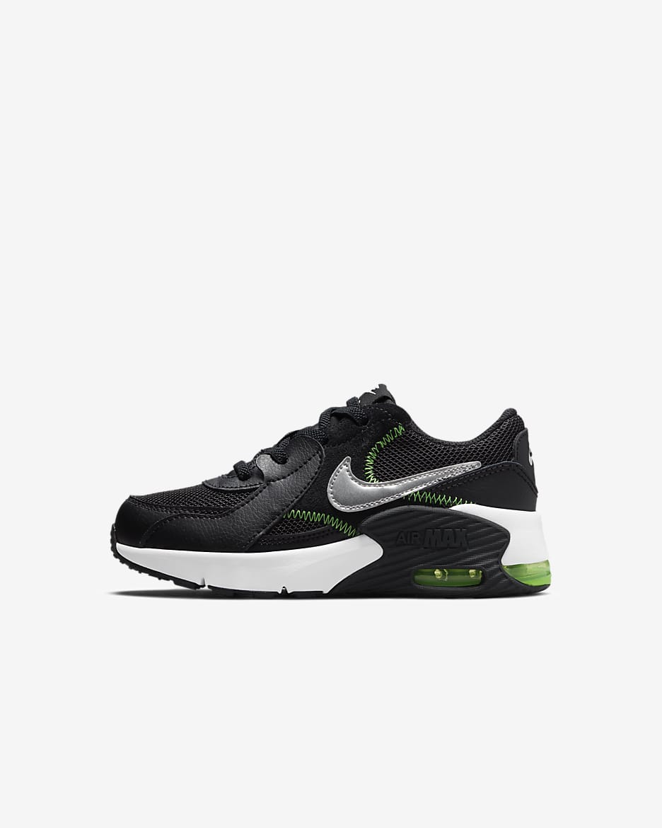 Calzado para niños talla pequeña Nike Air Max Excee - Negro/Gris humo oscuro/Verde strike/Cromo