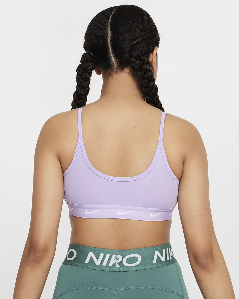 Nike One Older Kids' (Girls') Sports Bra - Hydrangeas/White