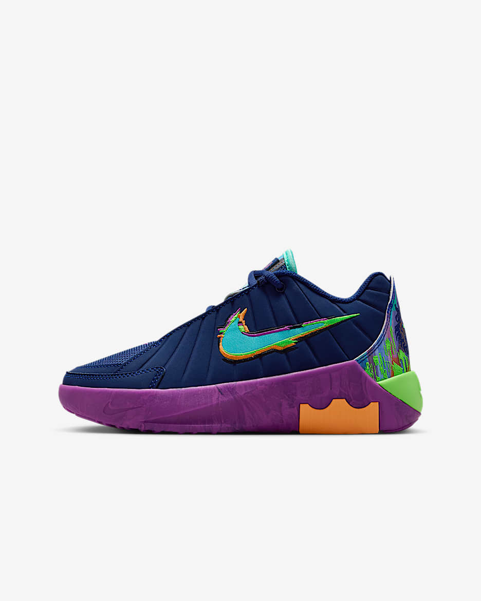 LeBron Witness 9 Older Kids' Basketball Shoes - Blue Void/Vivid Purple/Green Strike/Bleached Turquoise