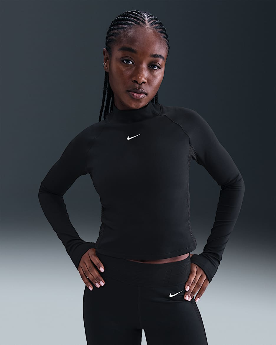 Nike Pro Women's Dri-FIT Long-Sleeve Top - Black/White