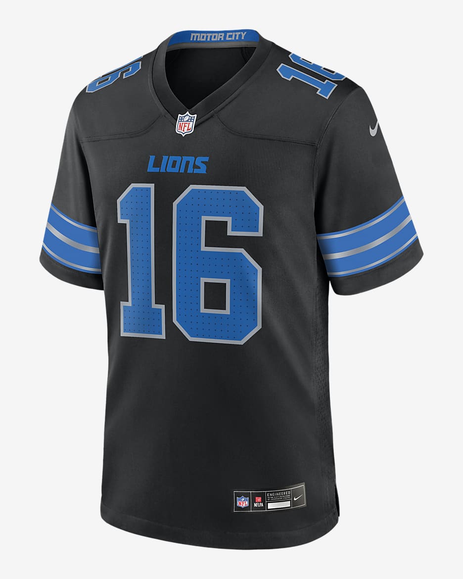 Jersey de fútbol americano Nike de la NFL Game para hombre Jared Goff Detroit Lions - Negro