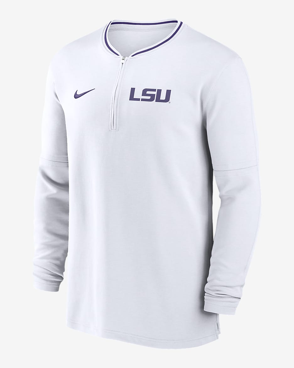 LSU Tigers Sideline Coach Men's Nike Dri-FIT College 1/2-Zip Long-Sleeve Top - White