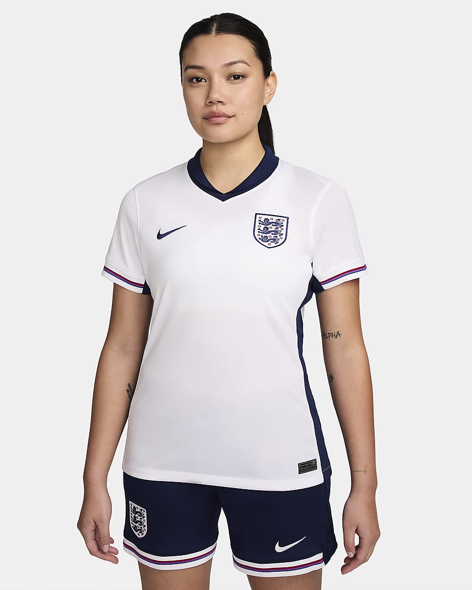 Maglia da calcio replica Nike Dri-FIT Inghilterra (squadra maschile) 2024/25 Stadium da donna – Home - Bianco/Blue Void