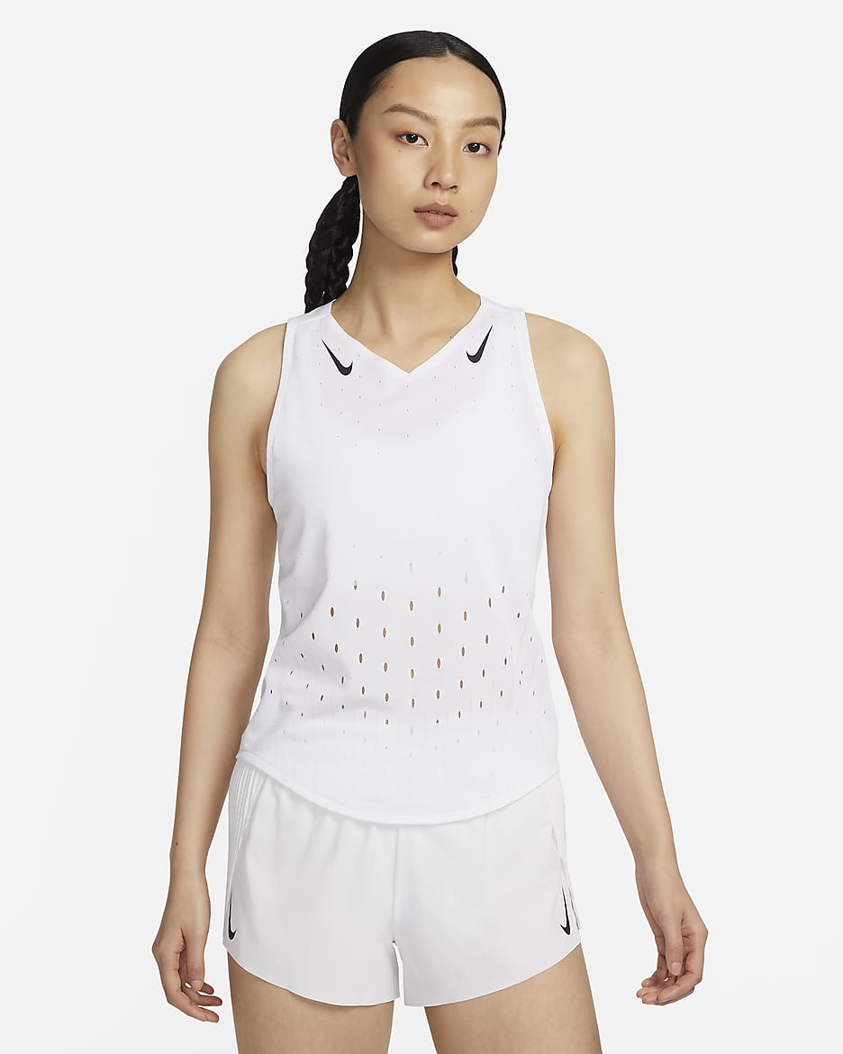 ナイキ エアロスイフト ウィメンズ Dri-FIT ADV ランニングシングレット - ホワイト/ブラック/ブラック