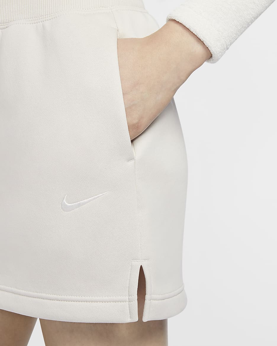 Nike Sportswear Phoenix Fleece 女款合身迷你裙 - Light Orewood Brown/Sail