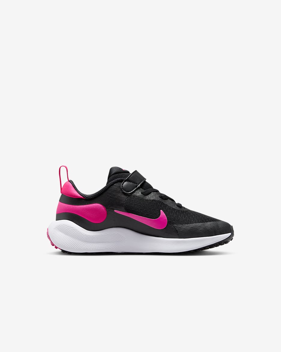 Nike Revolution 7 Younger Kids' Shoes - Black/White/Hyper Pink