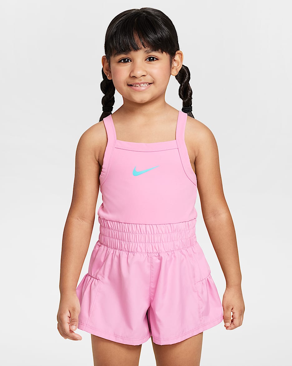 Nike Dri-FIT Sunny Swoosh Little Kids' Runsie Romper - Magic Flamingo