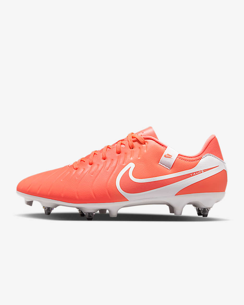 Chaussure de foot basse à crampons pour terrain gras Nike Tiempo Legend 10 Academy - Hot Lava/Blanc
