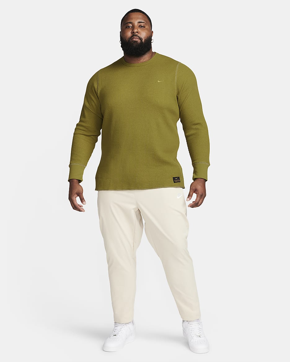 Nike Life Men's Long-sleeve Heavyweight Waffle Top - Pacific Moss/Neutral Olive/Pacific Moss