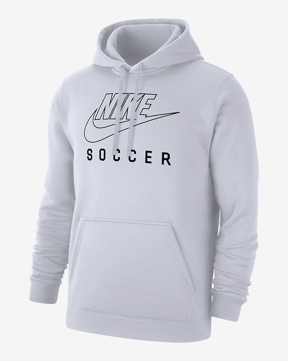 Nike Swoosh Club Fleece Men's Soccer Pullover Hoodie - White