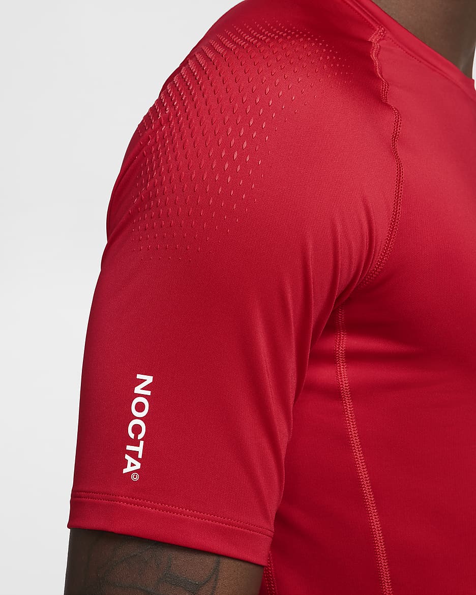 NOCTA Kurzarm-Base-Layer-Basketball-Oberteil für Herren - University Red/Weiß