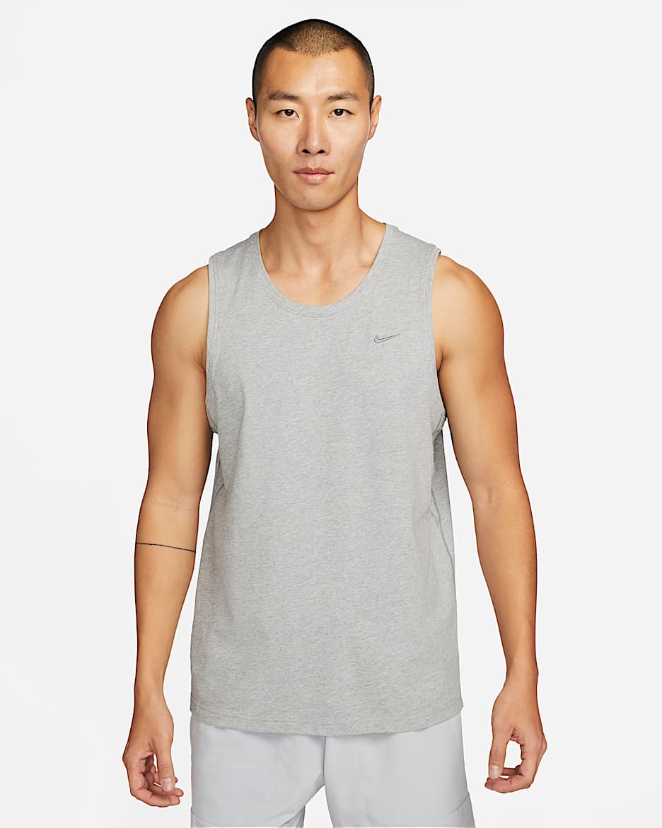 Camiseta de tirantes versátil Dri-FIT para hombre Nike Primary - Gris oscuro jaspeado/Jaspeado/Gris humo