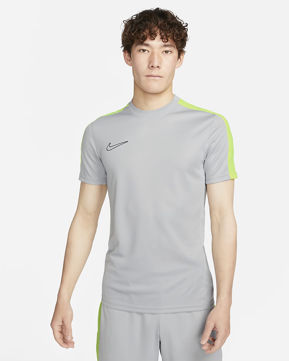 Nike Dri-FIT Academy 男款短袖足球上衣 - Flat Silver/Volt/黑色