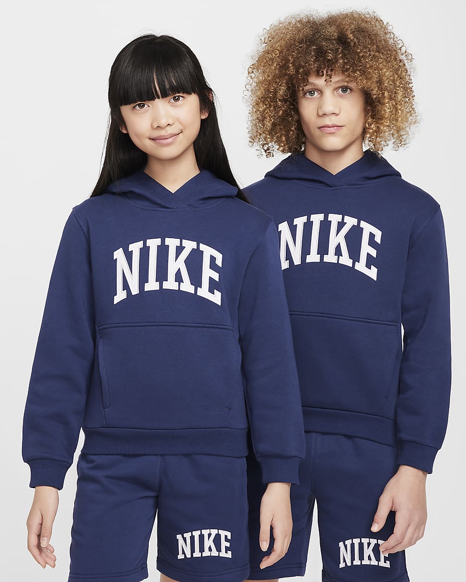 Nike Sportswear Club Fleece Older Kids' Hoodie - Midnight Navy/White