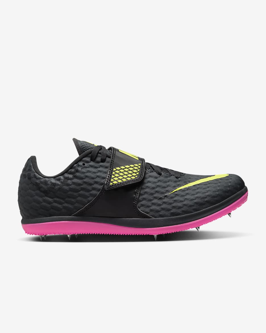 Friidrottssko med spikar för hopp Nike High Jump Elite - Anthracite/Svart/Light Lemon Twist/Fierce Pink