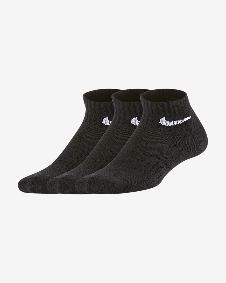 Nike Dri-FIT Little Kids' Ankle Socks (3 Pairs) - Black