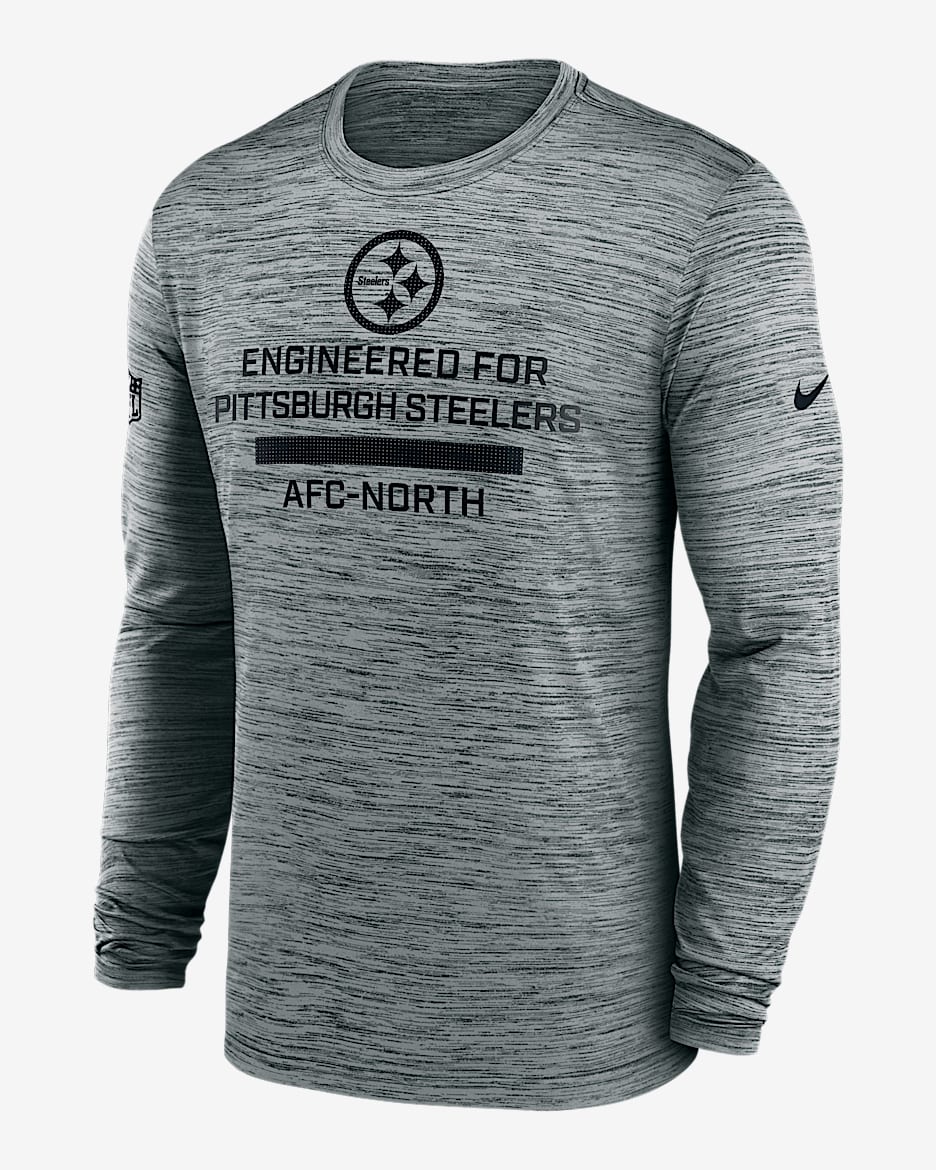 Pittsburgh Steelers Sideline Team Issue Velocity Men's Nike Dri-FIT NFL Long-Sleeve T-Shirt - Grey