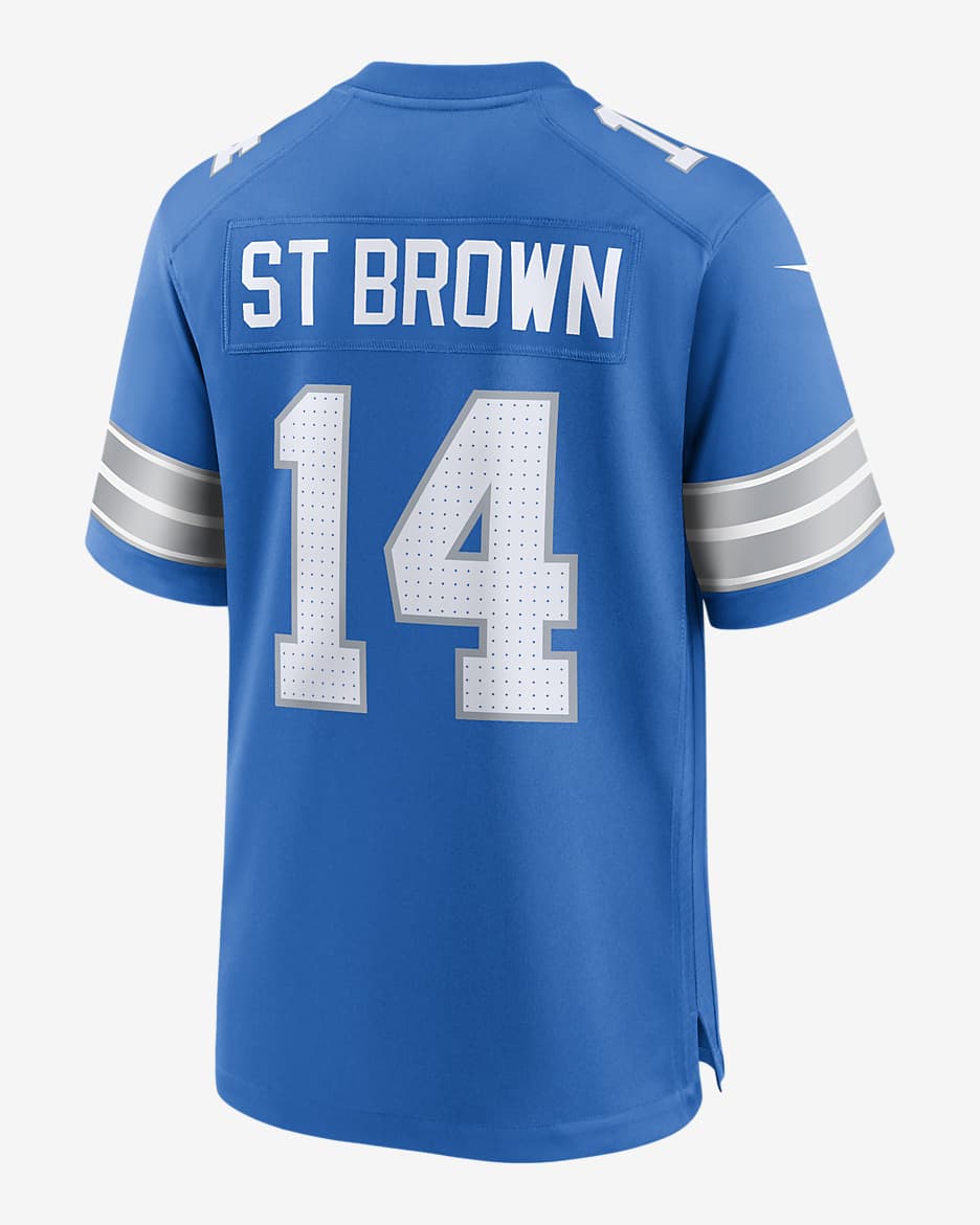 Jersey de fútbol americano Nike de la NFL Game para hombre Amon-Ra St. Brown Detroit Lions - Azul