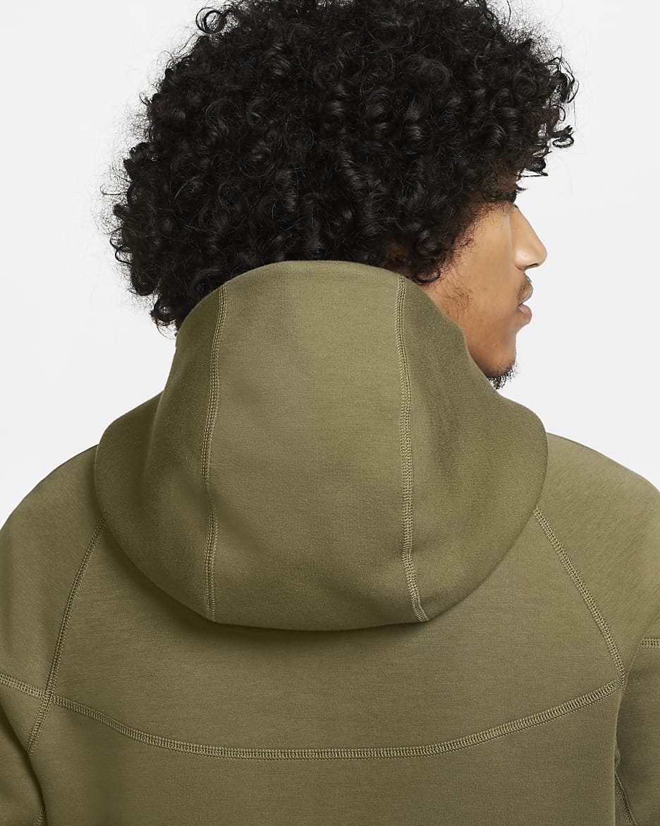 Nike Sportswear Tech Fleece Windrunner hettejakke til herre - Medium Olive/Svart