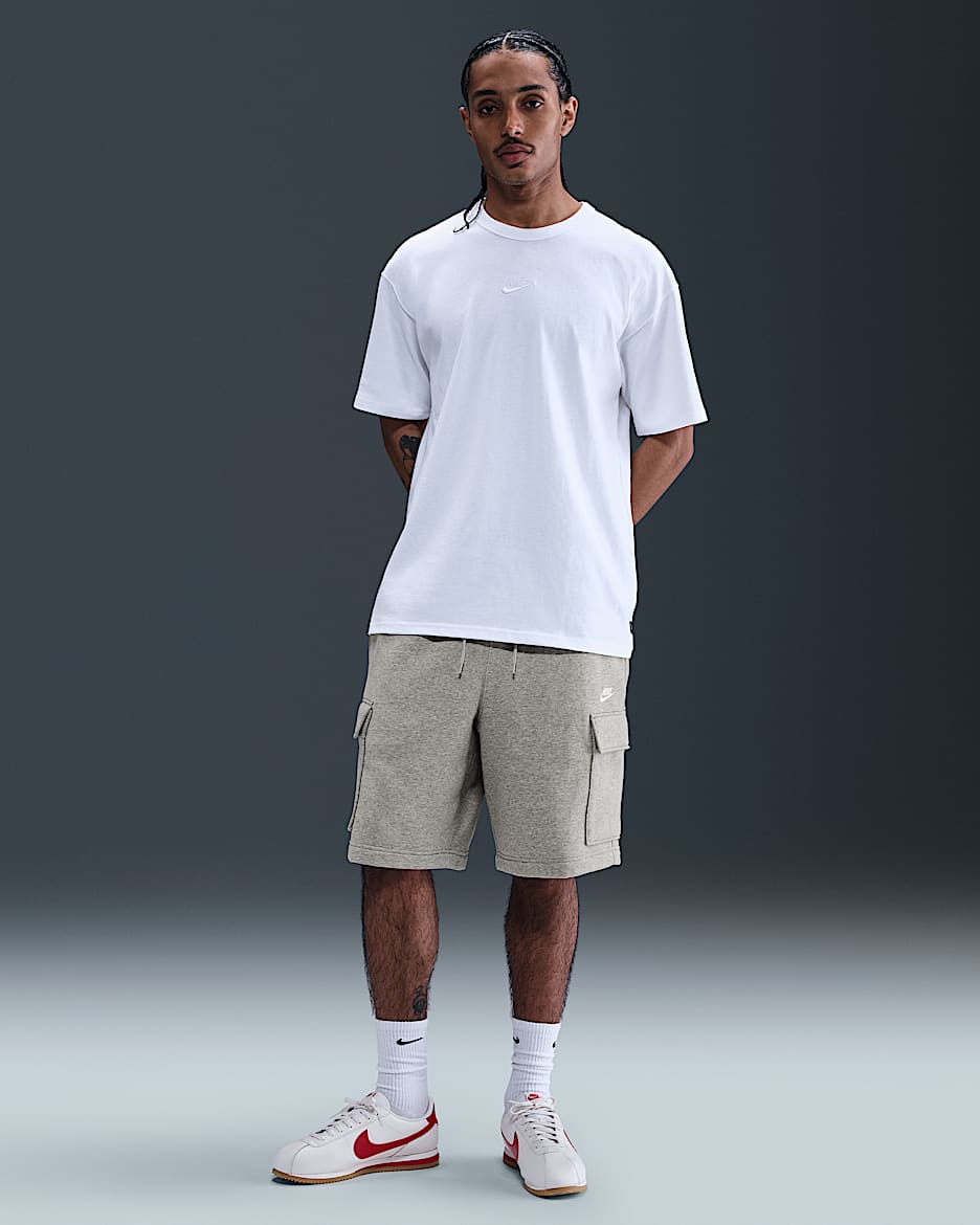 Shorts cargo de tejido Fleece para hombre Nike Club - Gris oscuro jaspeado/Gris humo claro/Blanco