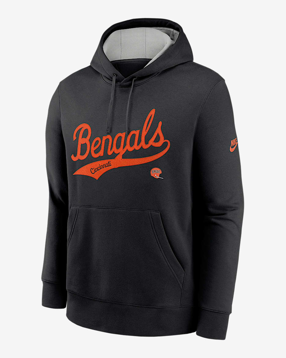Sudadera con gorro sin cierre Nike de la NFL para hombre Cincinnati Bengals Rewind Club Logo - Negro