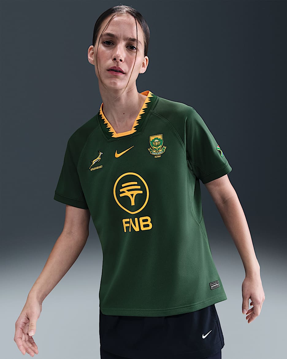 Springboks 2025/26 Stadium Home Nike Rugby Replika-Heimtrikot (Damen) - Gorge Green/University Gold