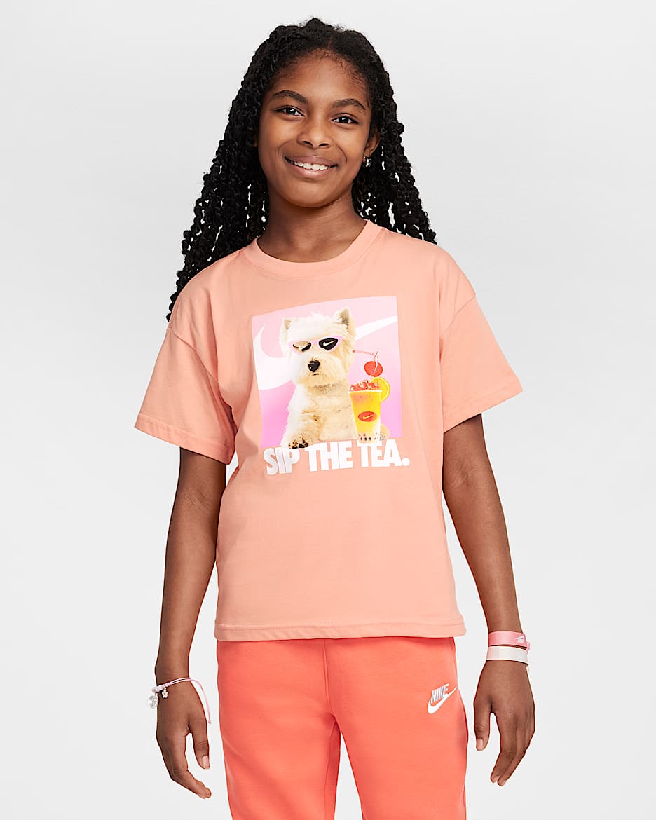 Playera para niña talla grande Nike Sportswear - Ágata melocotón