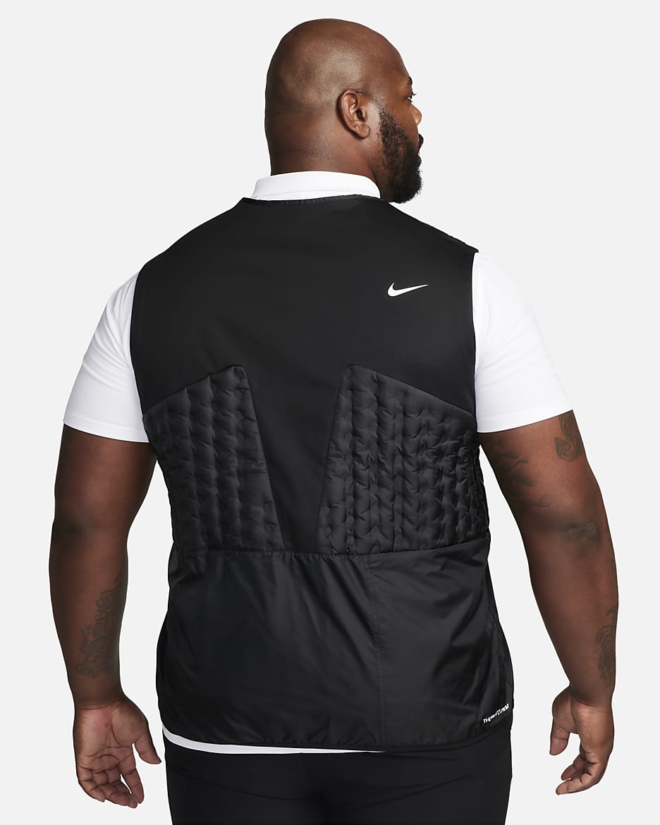 Chaleco de golf de plumón de cierre completo para hombre Nike Therma-FIT Repel - Negro/Negro/Blanco