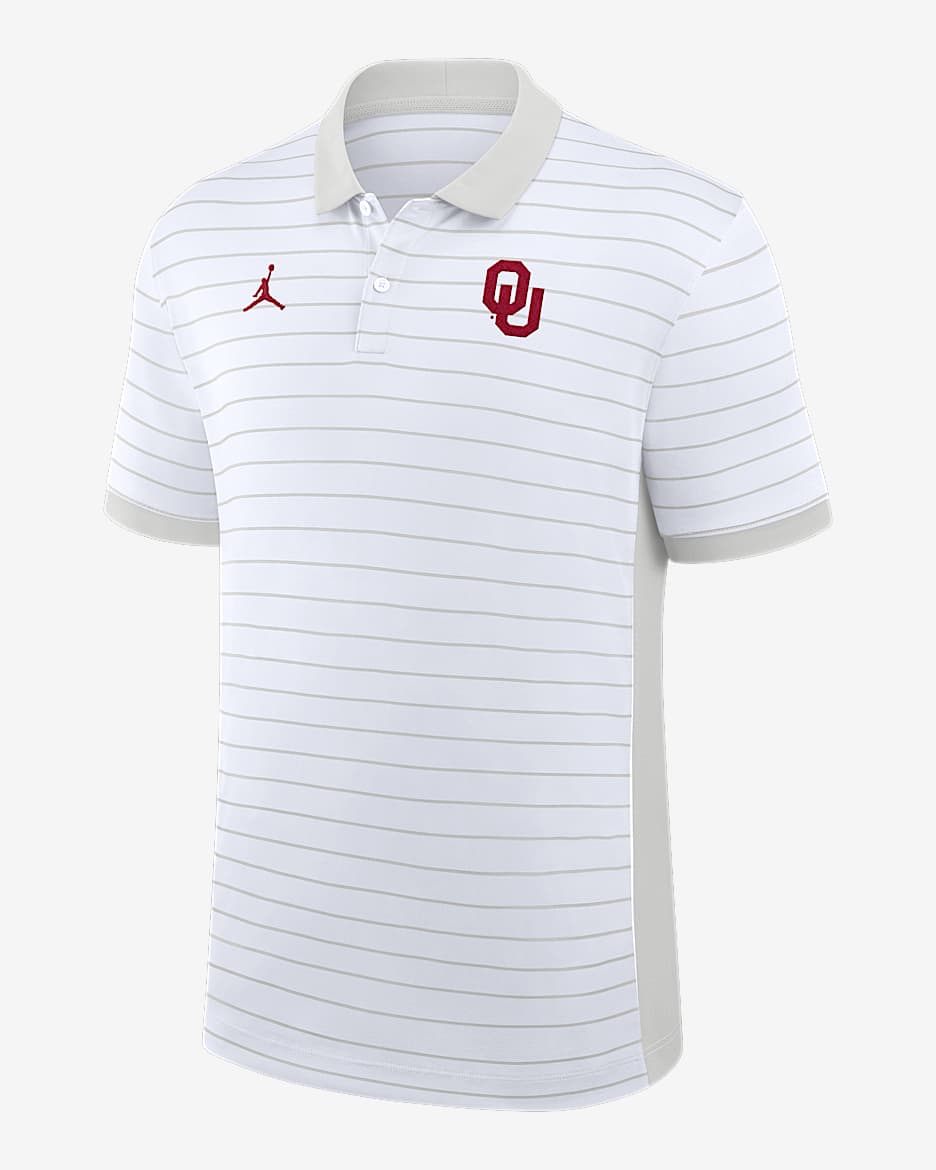 Oklahoma Sideline Victory Stripe Men's Jordan Brand Dri-FIT College Polo - White