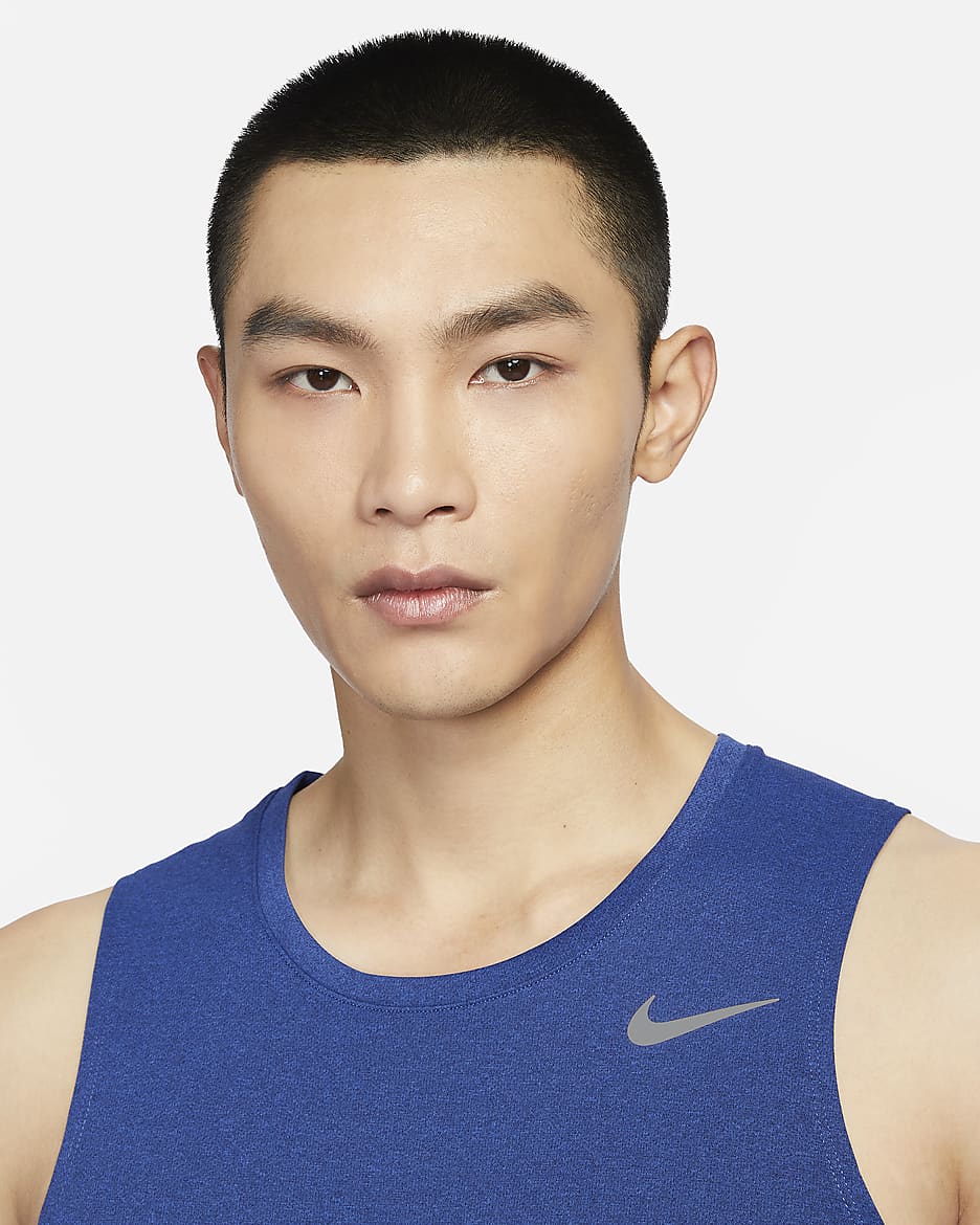 Nike Dri-FIT Miler Men's Running Tank - Game Royal/Midnight Navy/Heather