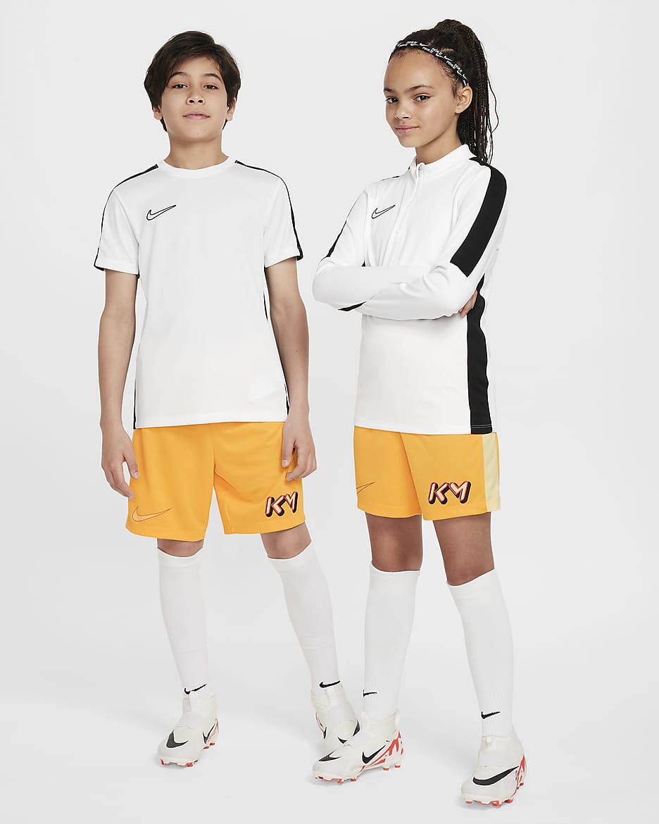 Shorts de fútbol Dri-FIT para niños talla grande Kylian Mbappé Academy 23 - Naranja láser/Naranja láser claro