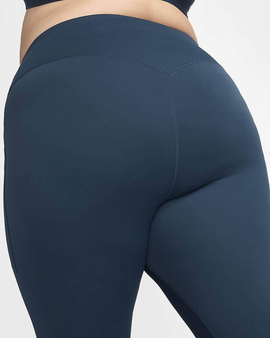 Nike Universa Women's Medium-Support High-Waisted 7/8 Leggings with Pockets (Plus Size) - Armoury Navy/Black