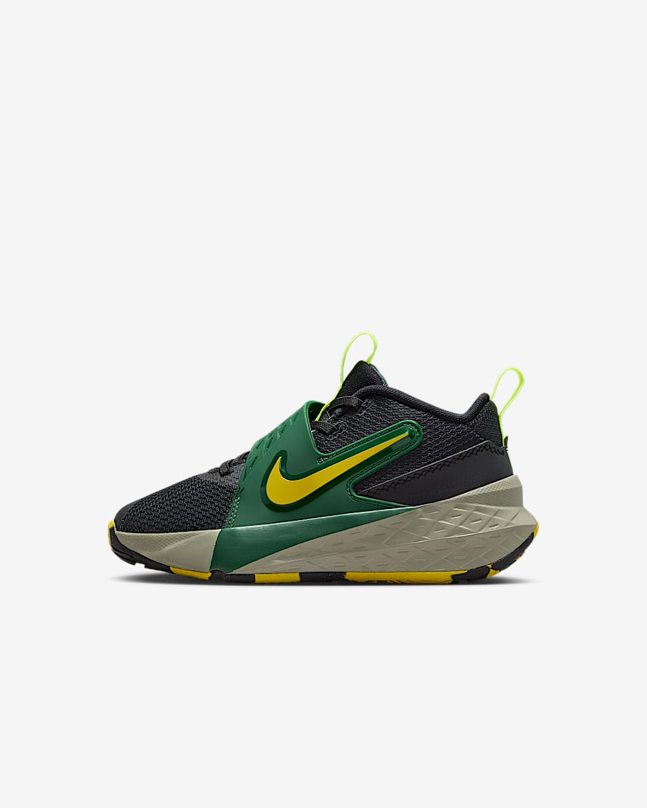 Tenis para niños de preescolar Nike Team Hustle D 12 - Negro/Abeto/Militar claro/Limón brillante