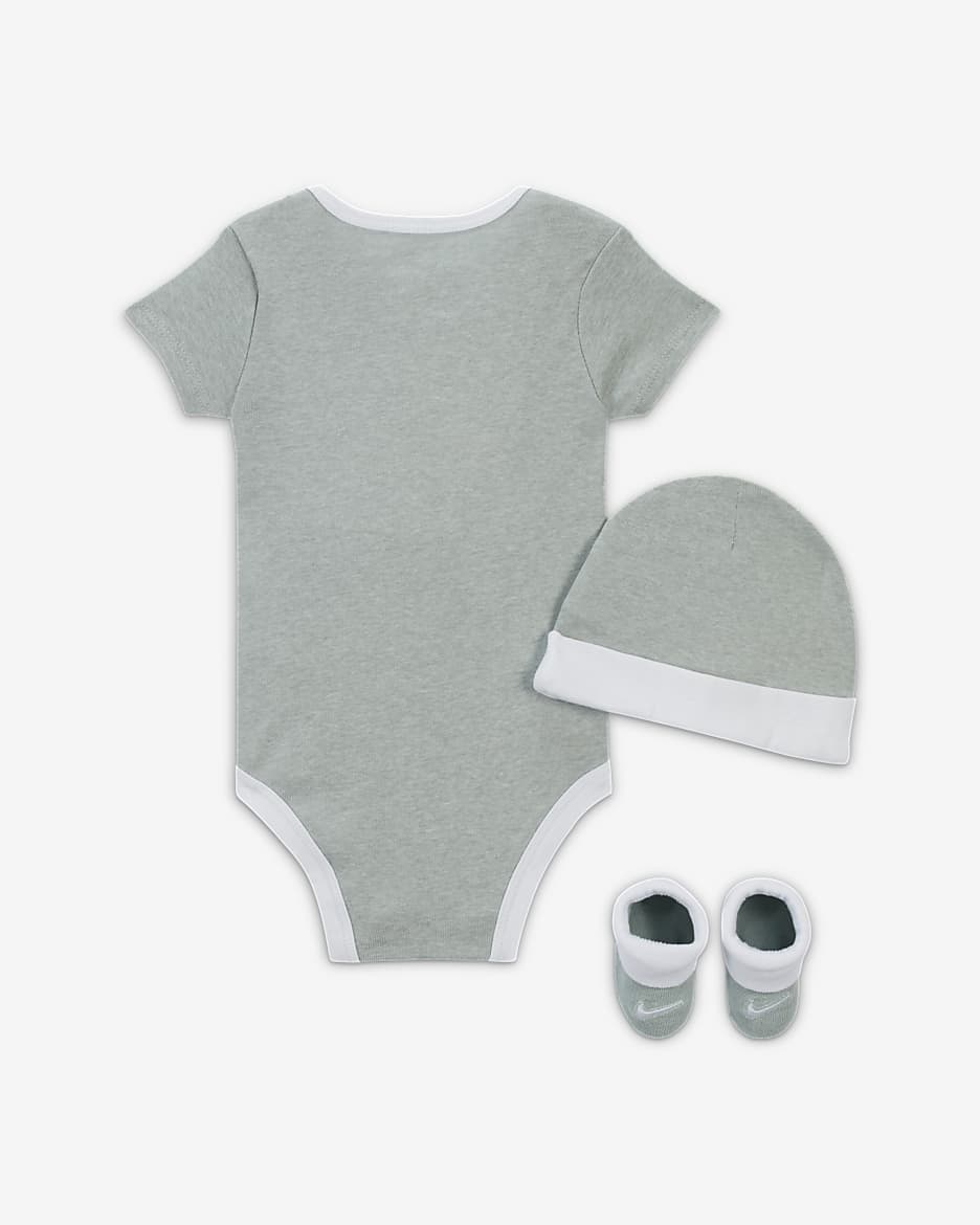 Nike Baby (6-12M) Bodysuit, Hat and Booties Box Set - Mica Green