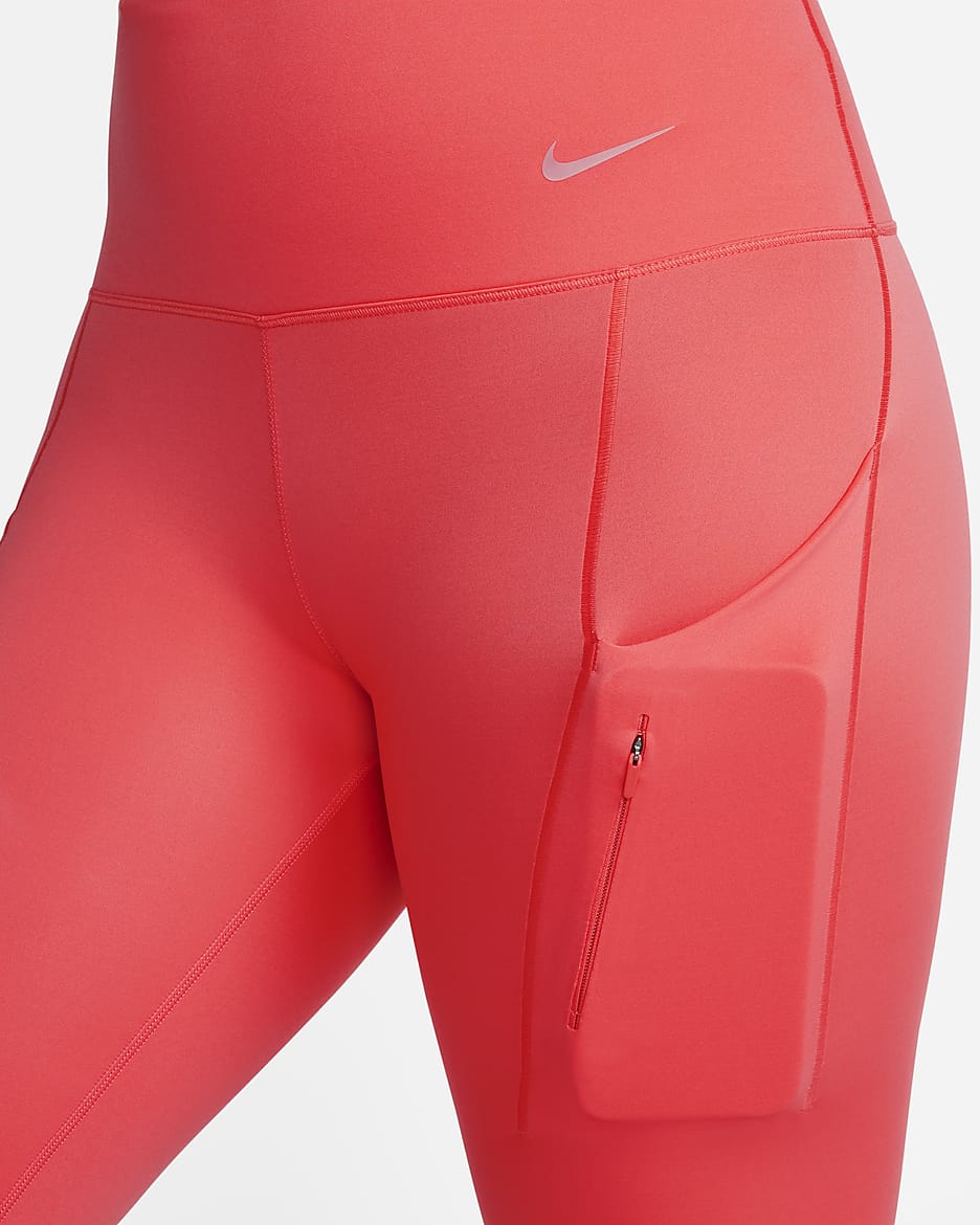 Leggings de tiro alto de 7/8 de sujeción firme con bolsillos para mujer Nike Go - Brasa resplandor/Negro