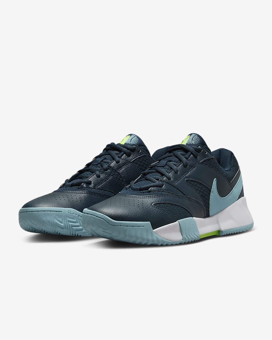 NikeCourt Lite 4 Herren-Tennisschuh für Sandplätze - Armory Navy/Volt/Denim Turquoise