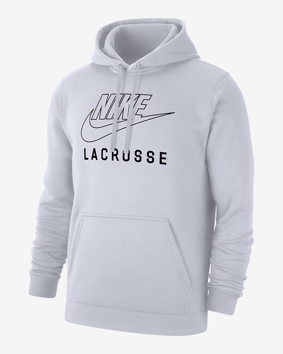 Nike Swoosh Club Fleece Men's Lacrosse Pullover Hoodie - White