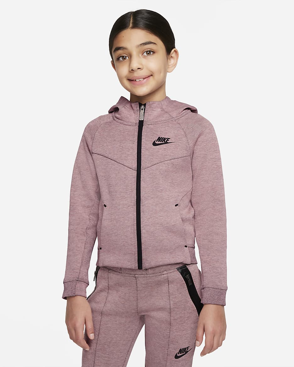 Nike Sportswear Tech Fleece Little Kids' Full-Zip Hoodie - Bright Melon